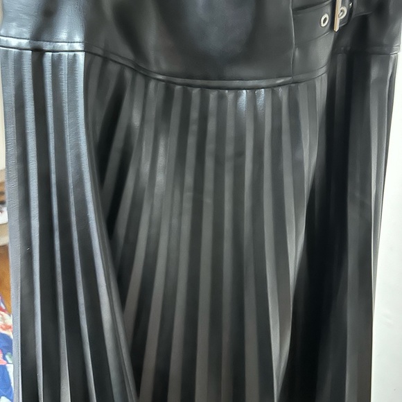 Marc New York Black Leather A-Line Skirt - Picture 3 of 4